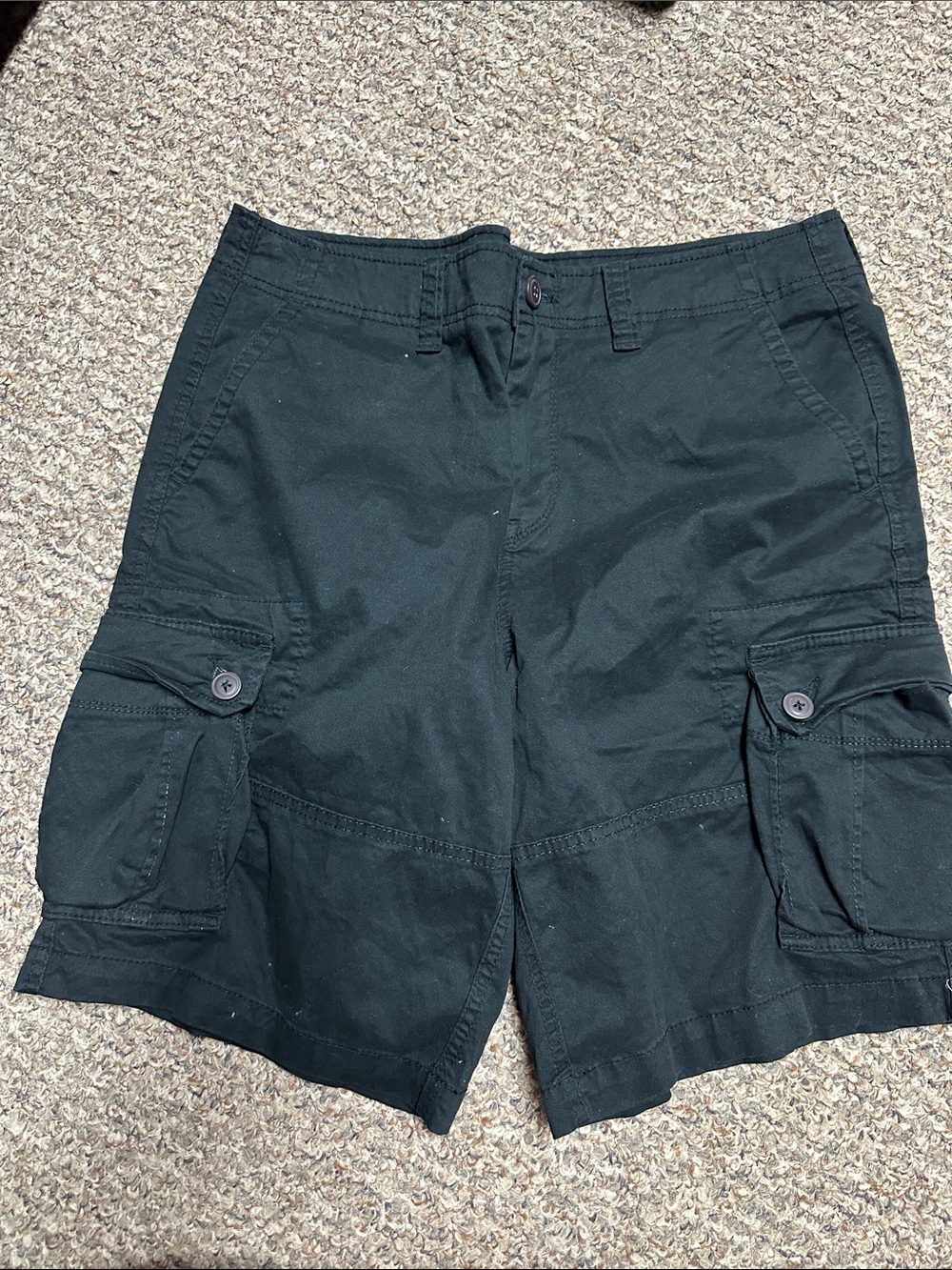 Aeropostale Men's Black Cargo Shorts with Button Flap Pockets